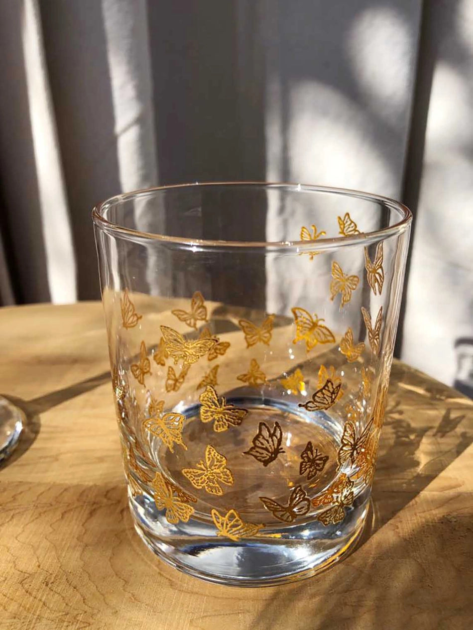 Tumbler Butterflies Gold S/6