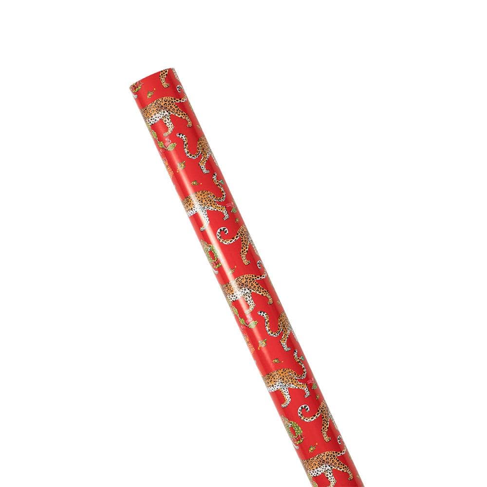 Christmas Leopards Gift Wrapping Paper in Red