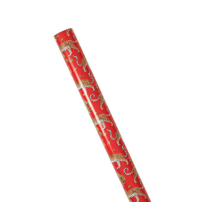 Christmas Leopards Gift Wrapping Paper in Red