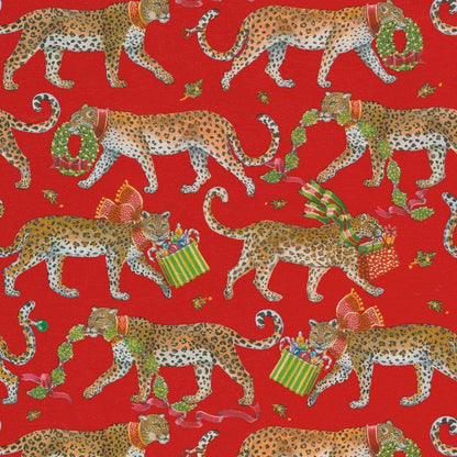 Christmas Leopards Gift Wrapping Paper in Red