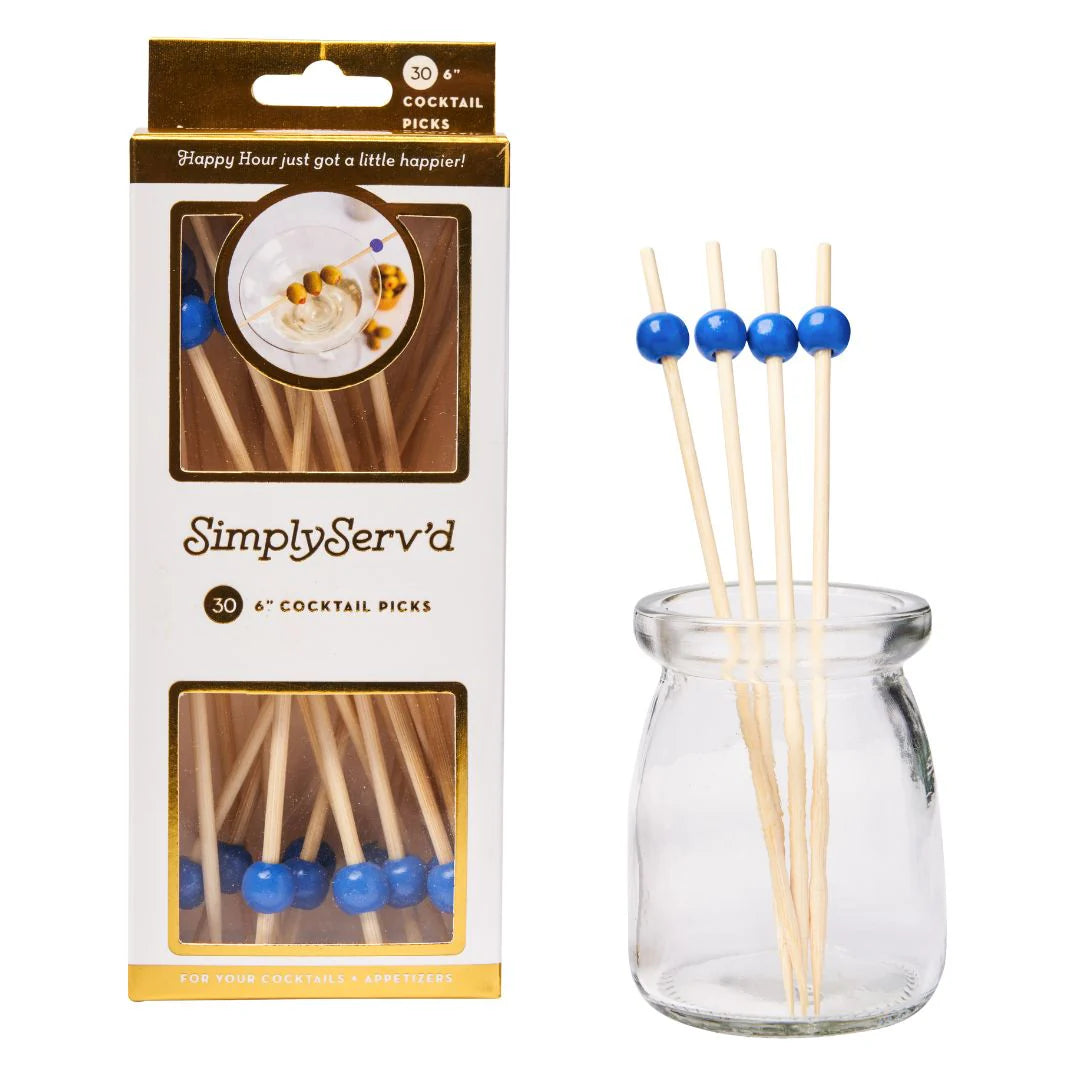 Cobalt Blue Wood Party Pick
