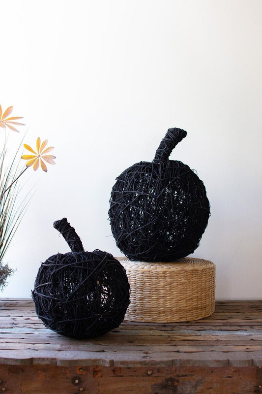 Black Painted Twig Pumpkins