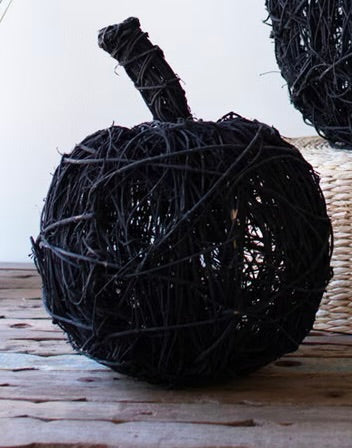 Black Painted Twig Pumpkins