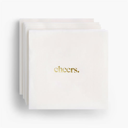 Cheers Gold Foil Cocktail Napkins