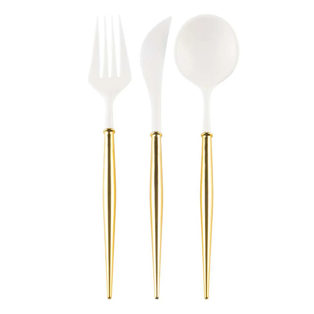 Bella Cutlery White/Gold Handle