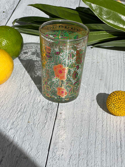 Moroccan Tea Glasses Hand Painted Garden