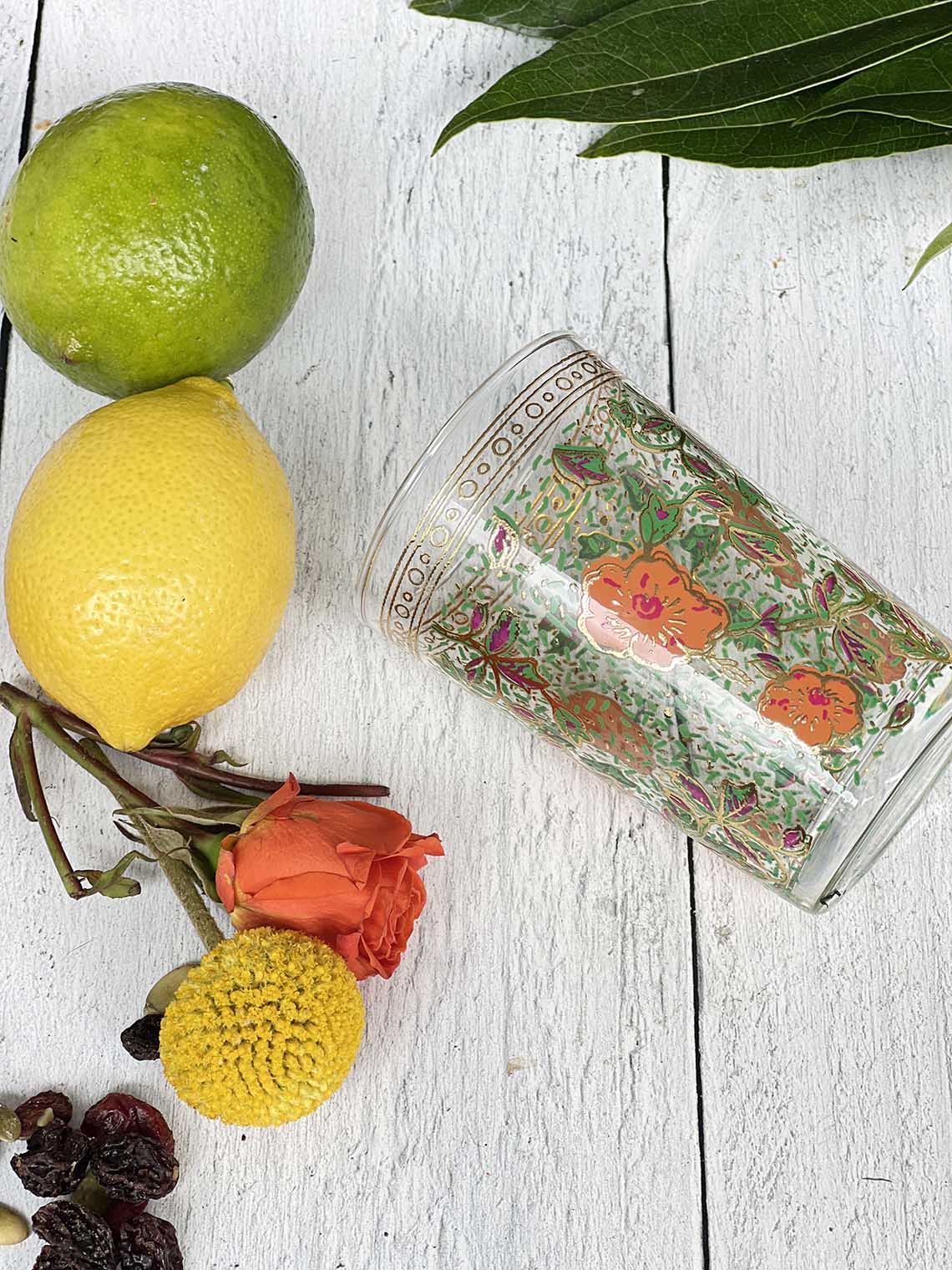 Moroccan Tea Glasses Hand Painted Garden