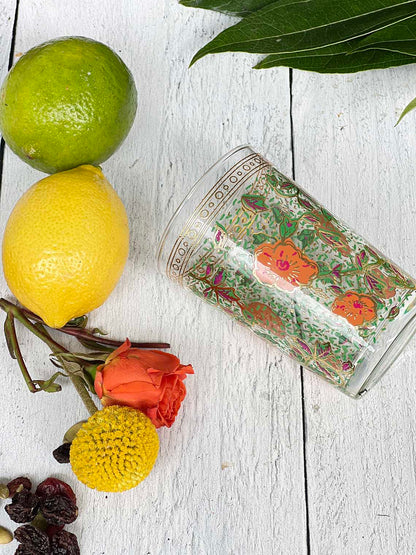 Moroccan Tea Glasses Hand Painted Garden