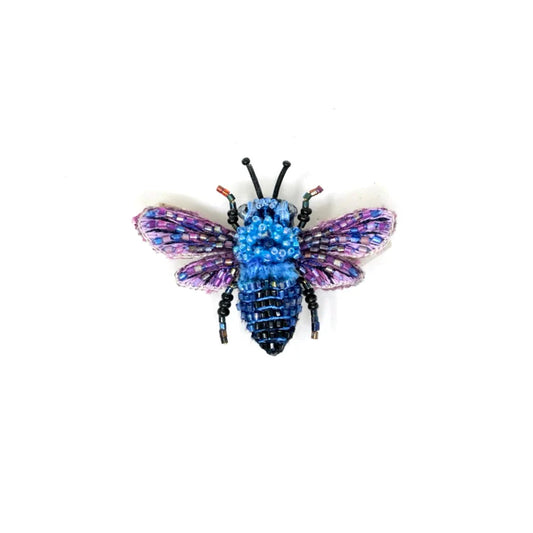 Blue Bumble Bee Brooch Pin