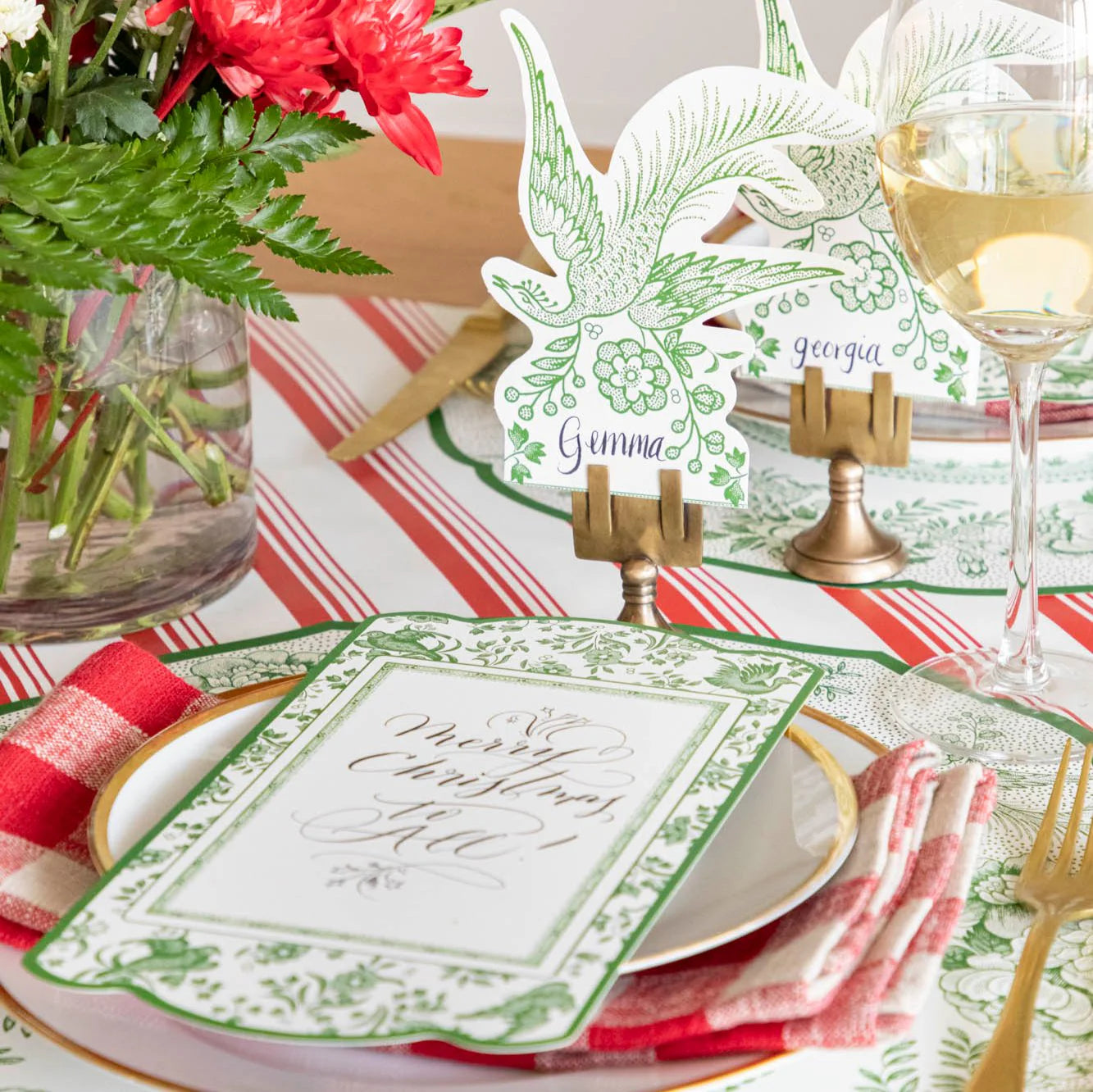 Green Asiatic Pheasants Place Card