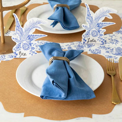 Blue Asiatic Pheasants Place Card