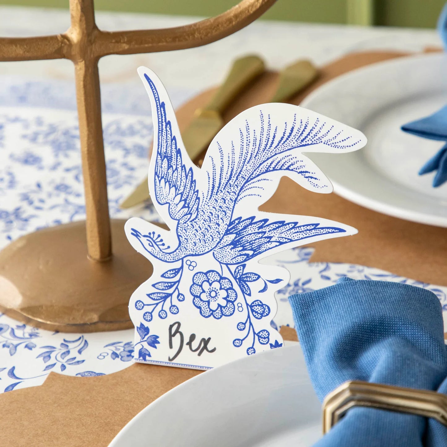 Blue Asiatic Pheasants Place Card