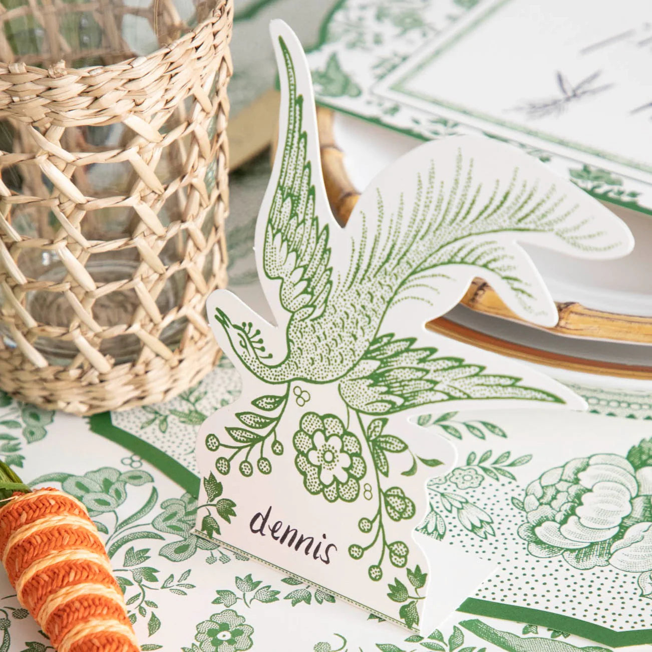 Green Asiatic Pheasants Place Card