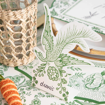Green Asiatic Pheasants Place Card