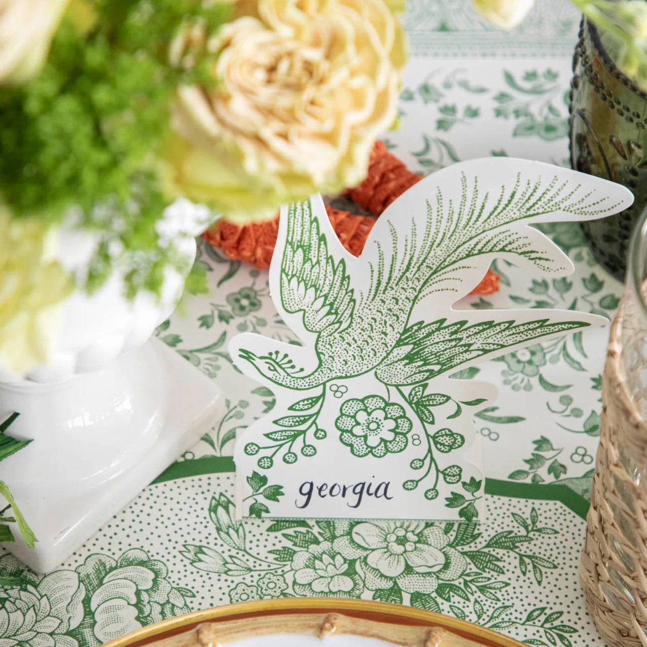 Green Asiatic Pheasants Place Card