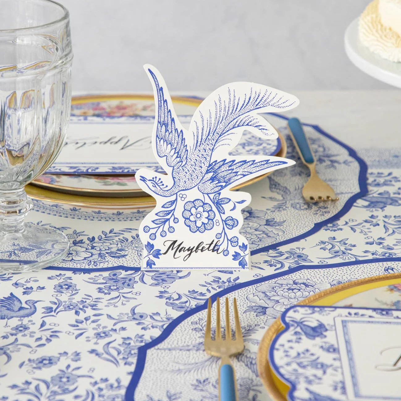 Blue Asiatic Pheasants Place Card