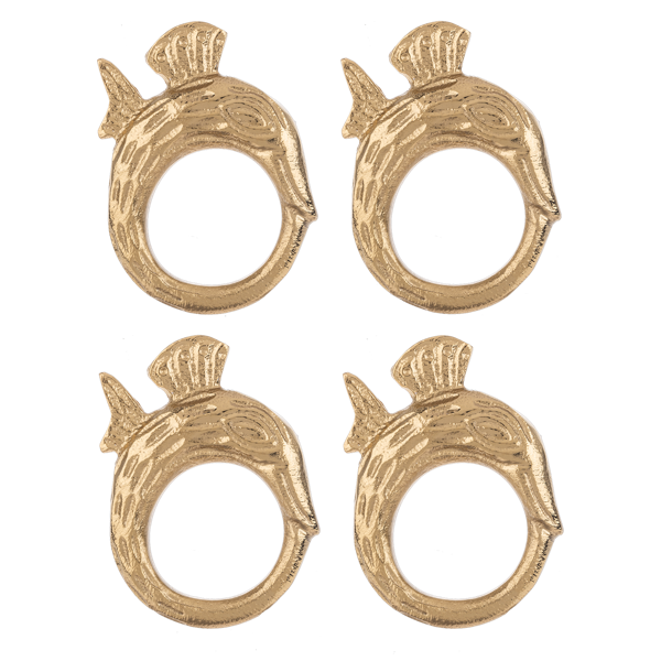 Gold Peacock Napkin Rings S/4
