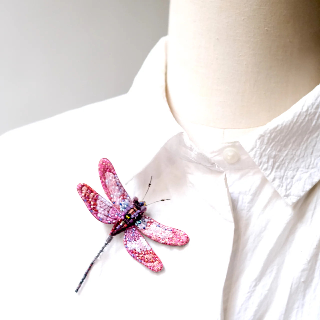 Roseate Skimmer Dragonfly Brooch Pin