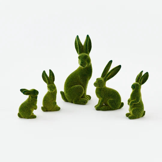Green Flocked Bunnies S/5