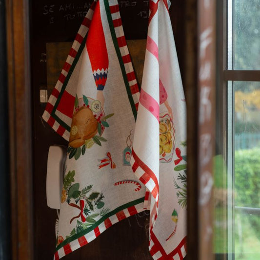 Hand On Christmas Kitchen Towel Green