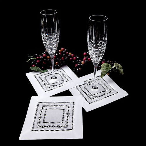 Gilucci & Hemstitch Cocktail Napkins S/6 White