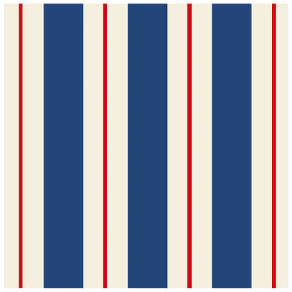 Navy & Red Awning Stripe Cocktail Napkin