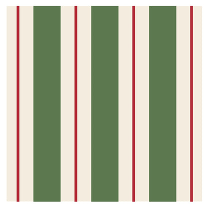 Green + Red Awning Stripe Cocktail Napkin
