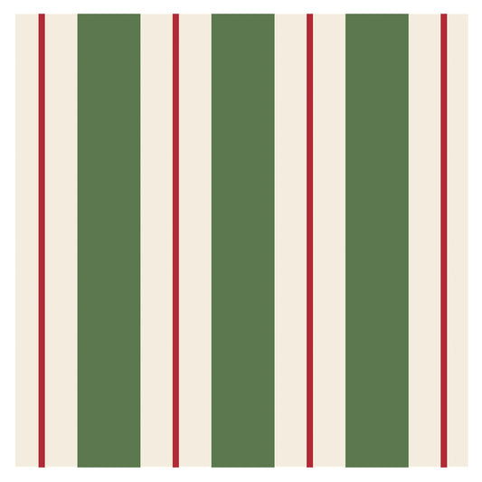Green + Red Awning Stripe Cocktail Napkin