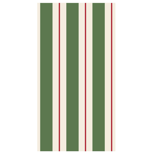 Green + Red Awning Stripe Guest Napkin