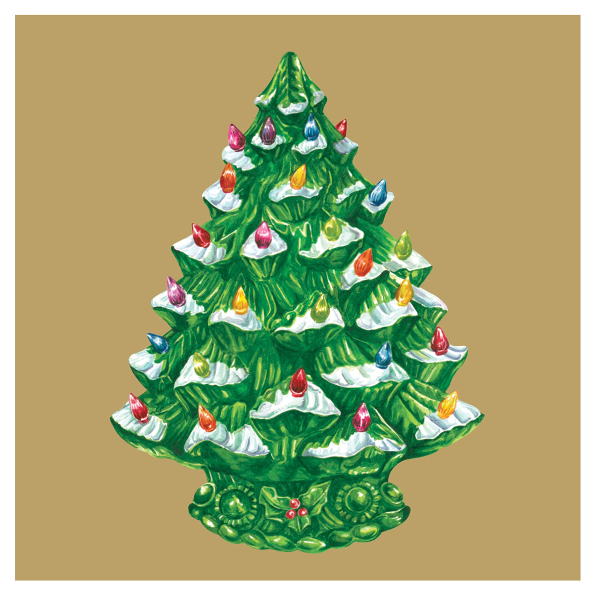 Vintage Christmas Tree Cocktail Napkin
