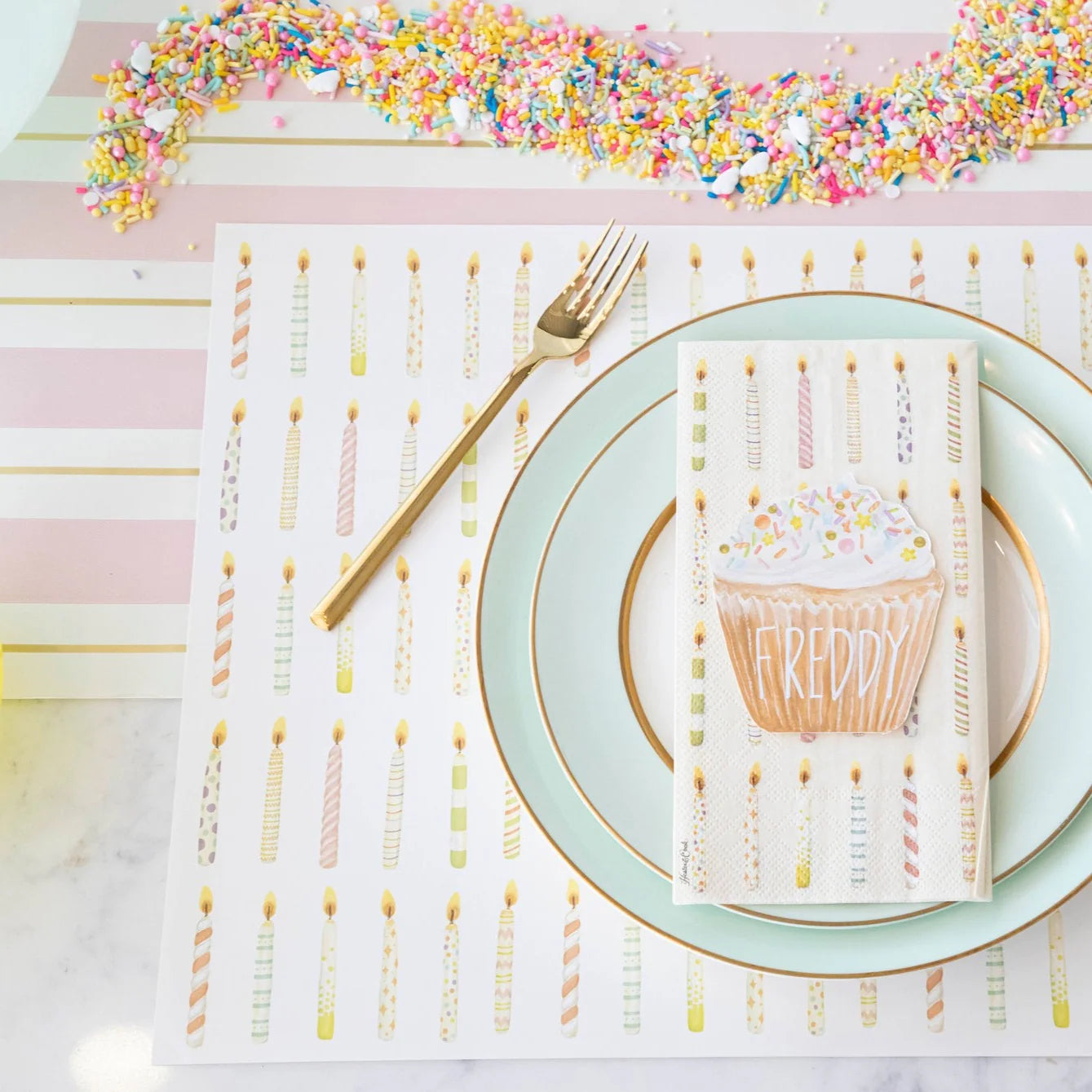 Pink & Gold Awning Stripe Runner