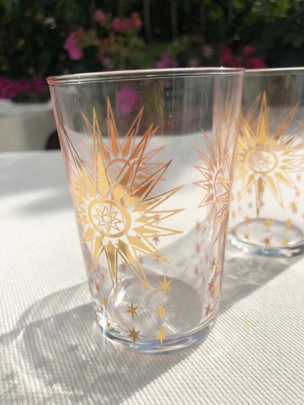 Tea Glasses Clear Star Design Gold