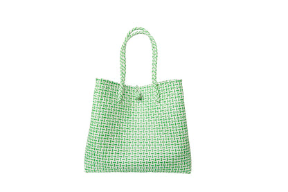 Maxi Ella Handwoven Tote - Green Checker