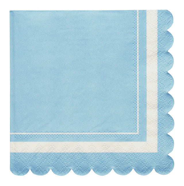 Scalloped Sky Blue Cocktail Napkin