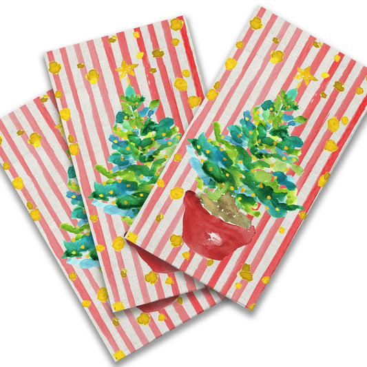 Red Potted Christmas Tree Guest Towel