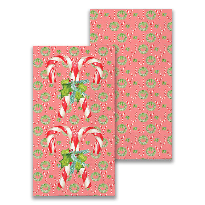 Candy Canes with Greens Guest Towel