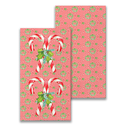 Candy Canes with Greens Guest Towel