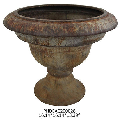 Aged Metal Garden Urn