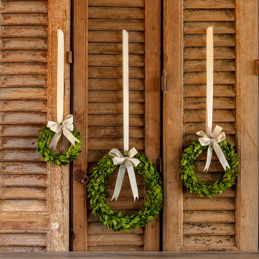 Boxwood Wreath with Ivory Ribbon