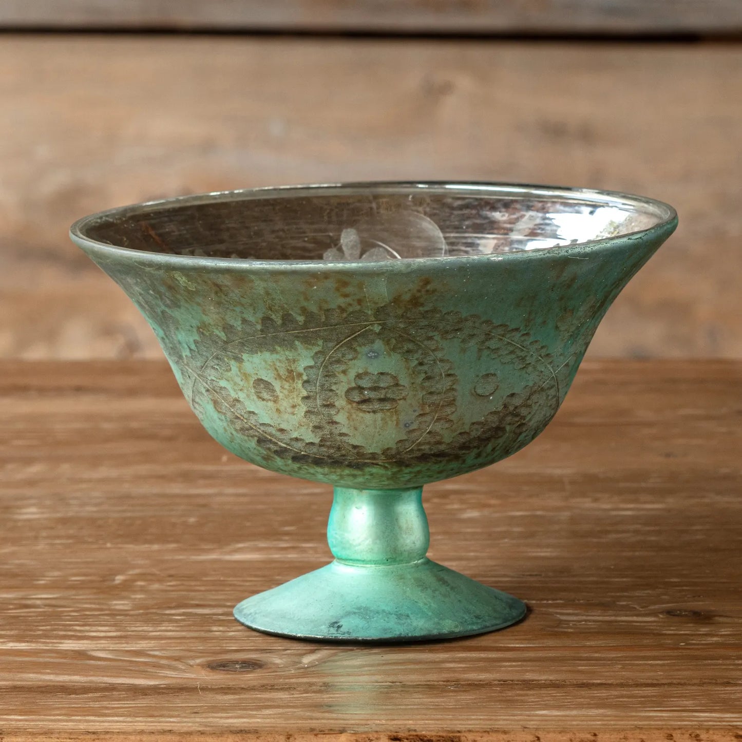 Antique Etched Compote - Blue