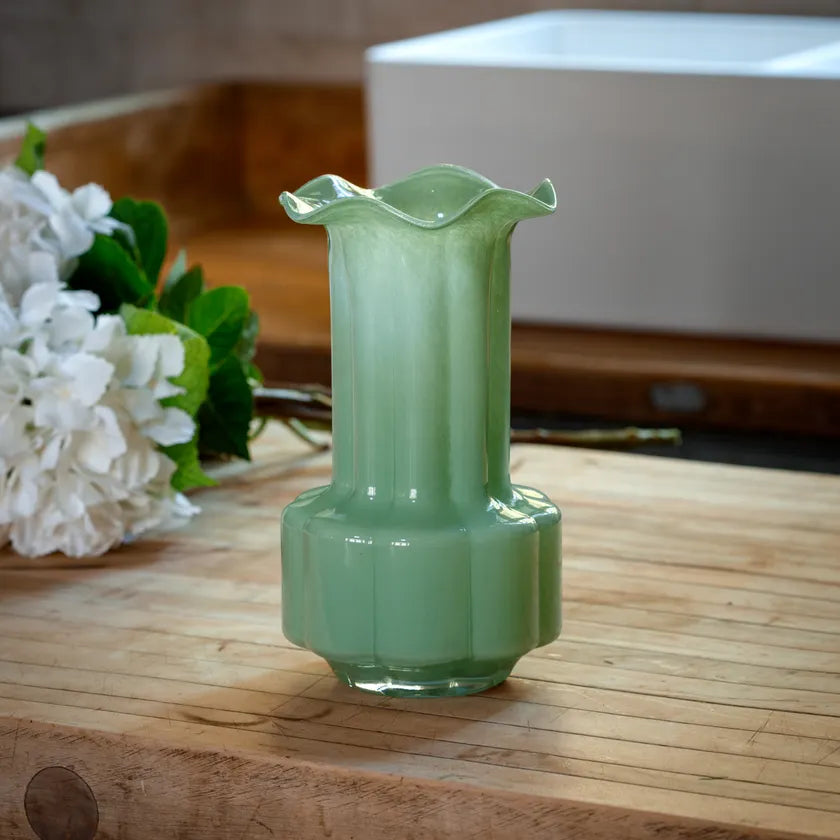 Tall Ruffle Vase - Celadon