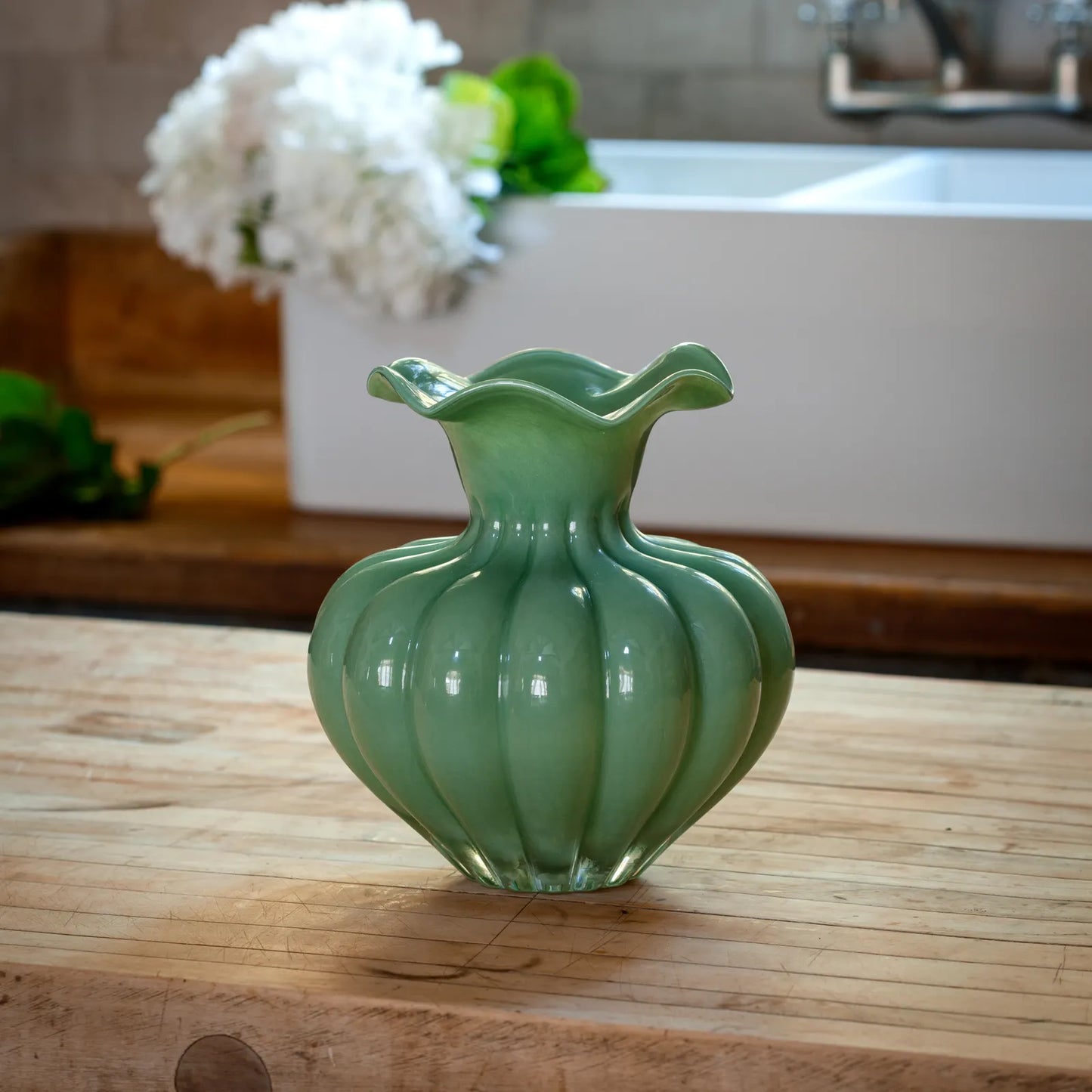 Celadon Ruffle Vase