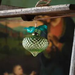 Onion Hobnail Vintage Green Glass Ornament