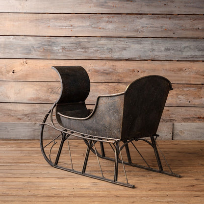 Vintage Style Metal Sleigh in Antique Black