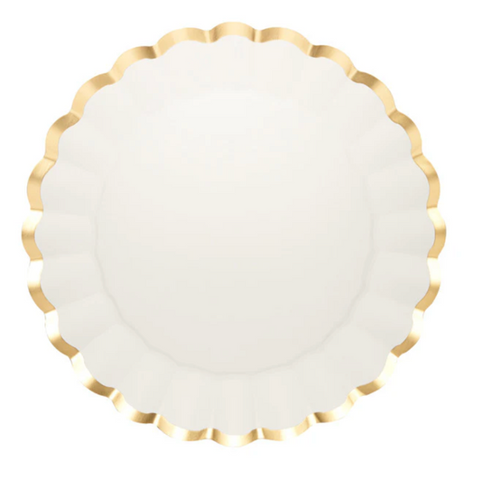 Gold & White Scalloped Charger