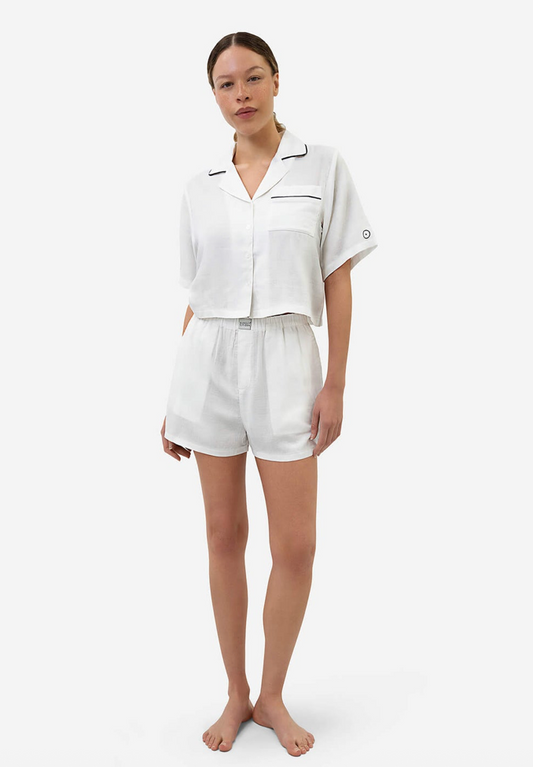 Short PJ Woven Cotton Set - White
