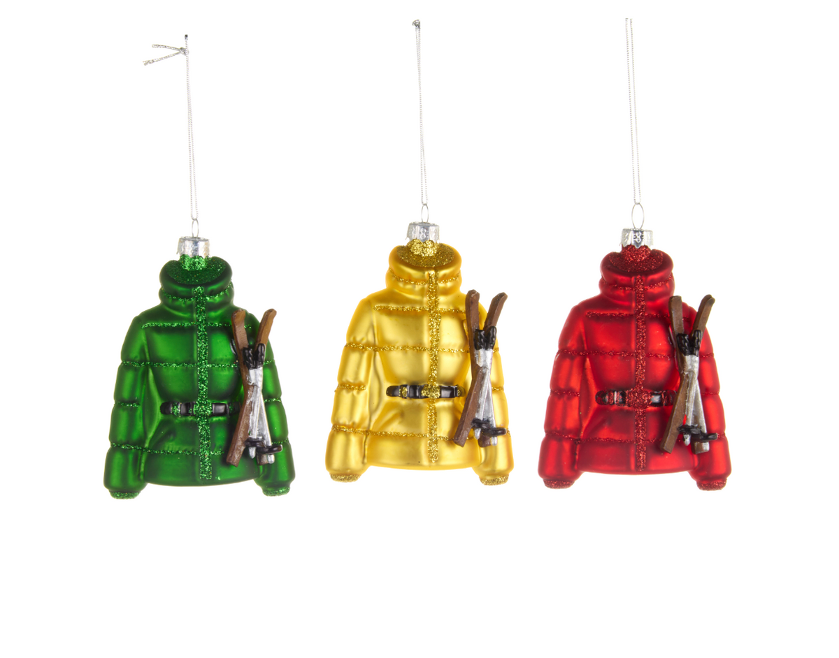 Puffer Coat with Skis Ornament - 3 Colors