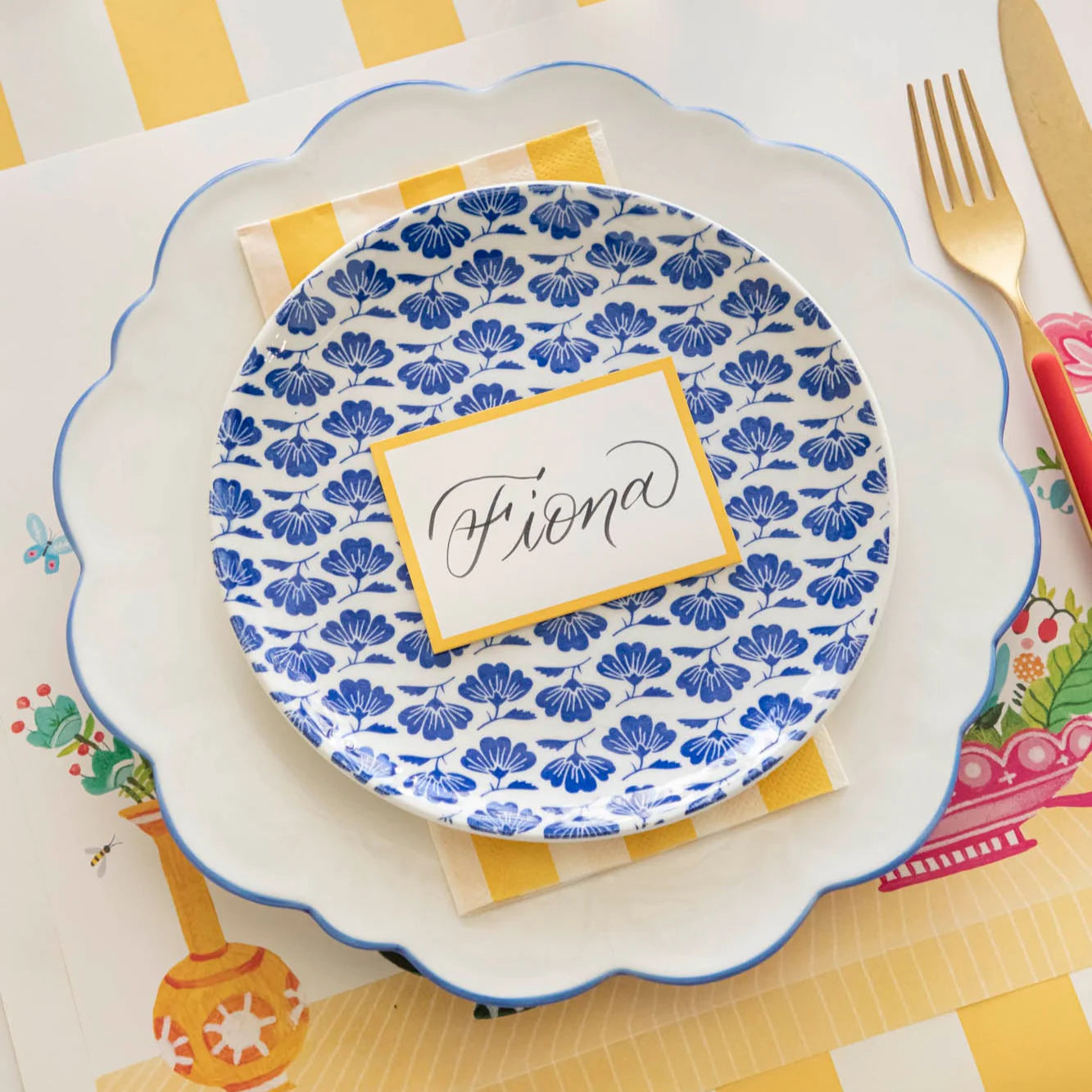 Marigold Classic Stripe Guest Napkin