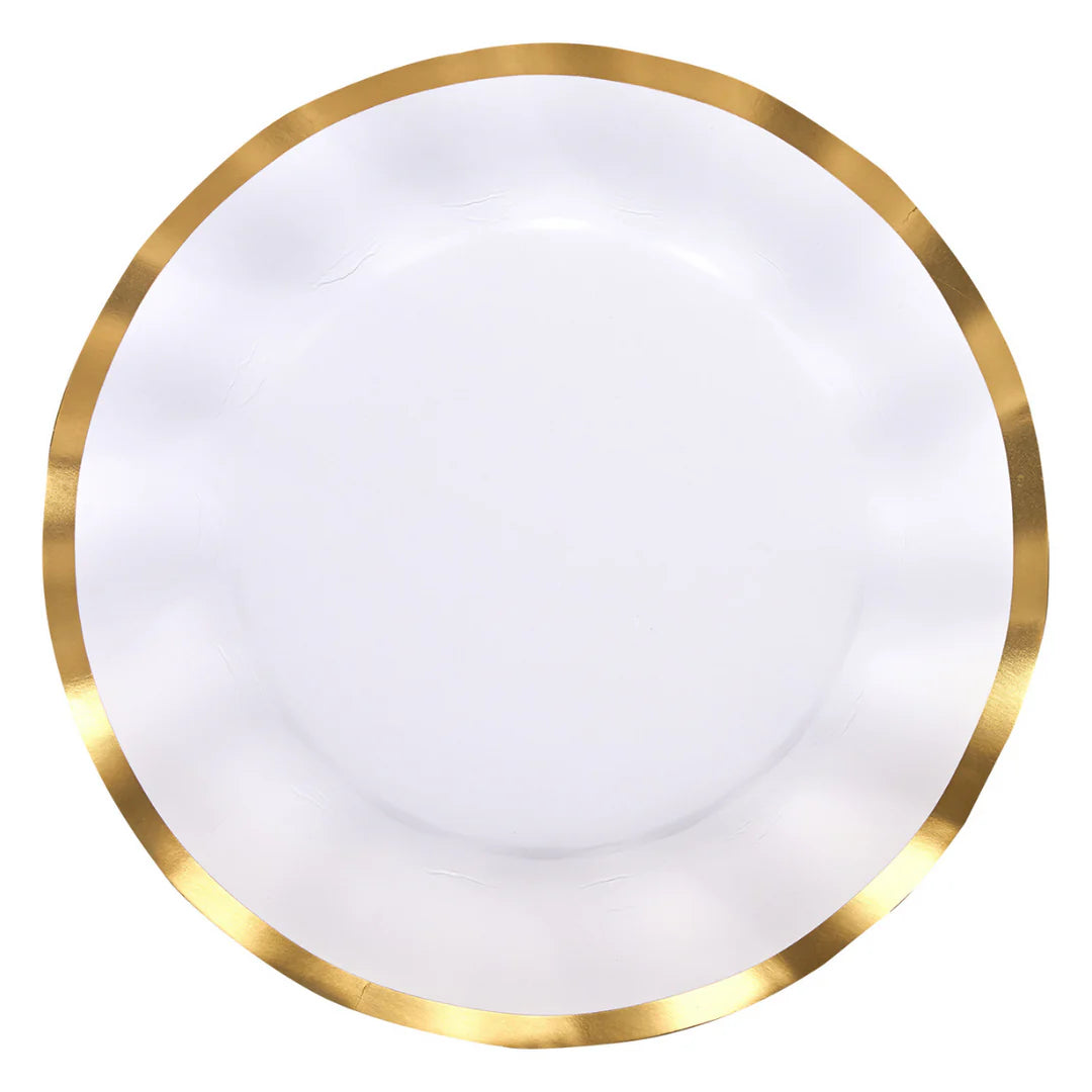 Everyday White Wavy Salad Plate