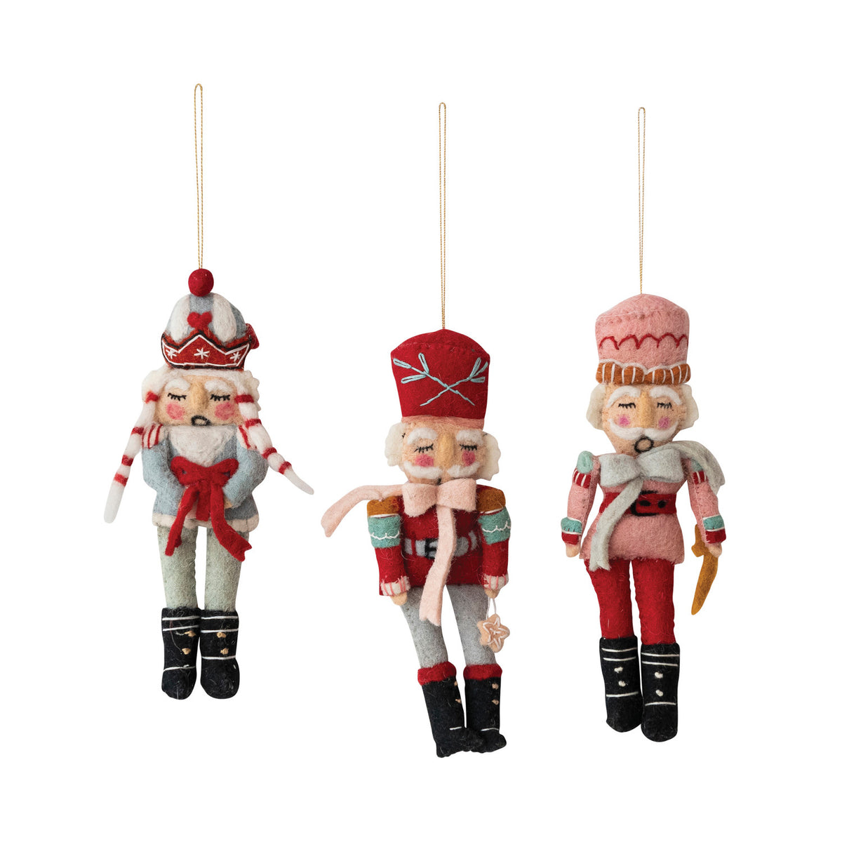 Handmade Wool Felt Nutcracker Ornament - 3 Styles